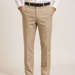 PERRY ELLIS Men's 36x32 Tan Corduroy Dress Pants Classic‎ Fit Business Casual